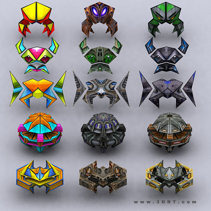 3DRT - Galaxian Space Invaders Low-poly 3D model_2