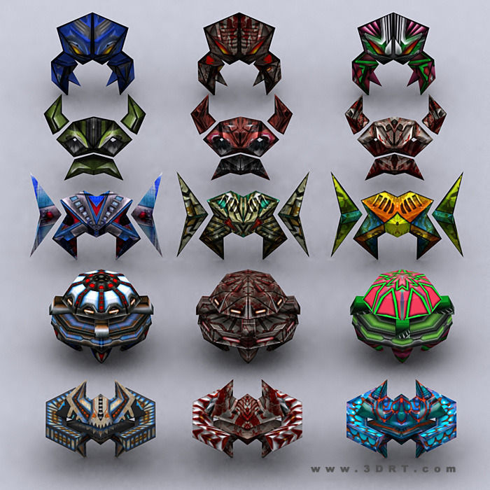 3DRT - Galaxian Space Invaders Low-poly 3D model_4