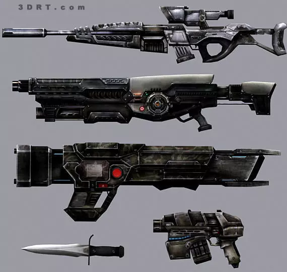 3DRT - Sci-Fi Firearms Animated  Low-poly 3D model_0