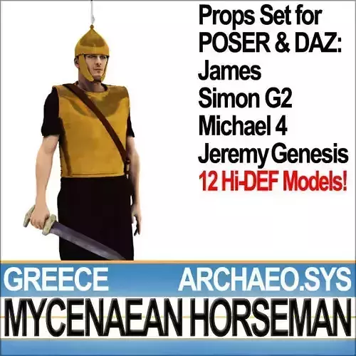 Greek Mycenaean Horseman Props Poser Daz 3D model