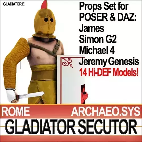 Roman Gladiator Secutor Props Poser Daz 3D model
