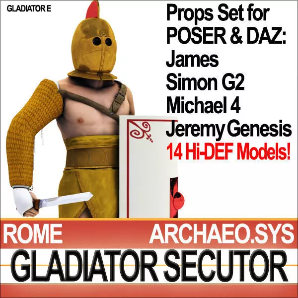 Roman Gladiator Secutor Props Poser Daz 3D model_0
