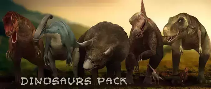 3DRT - Dinosaurs Pack Low-poly 3D model