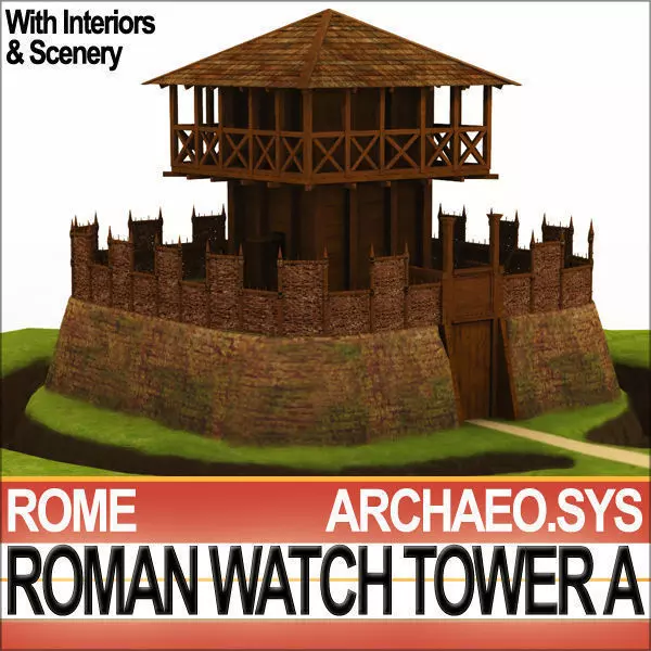 Roman Watch Tower Scene with Interiors A 3D model_0