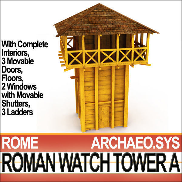 Roman Watch Tower Scene with Interiors A 3D model_8