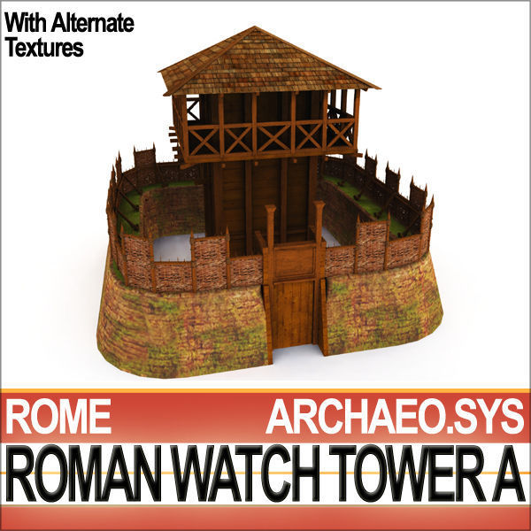 Roman Watch Tower Scene with Interiors A 3D model_2
