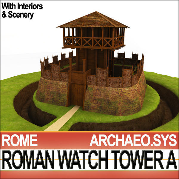 Roman Watch Tower Scene with Interiors A 3D model_4
