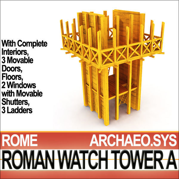 Roman Watch Tower Scene with Interiors A 3D model_13
