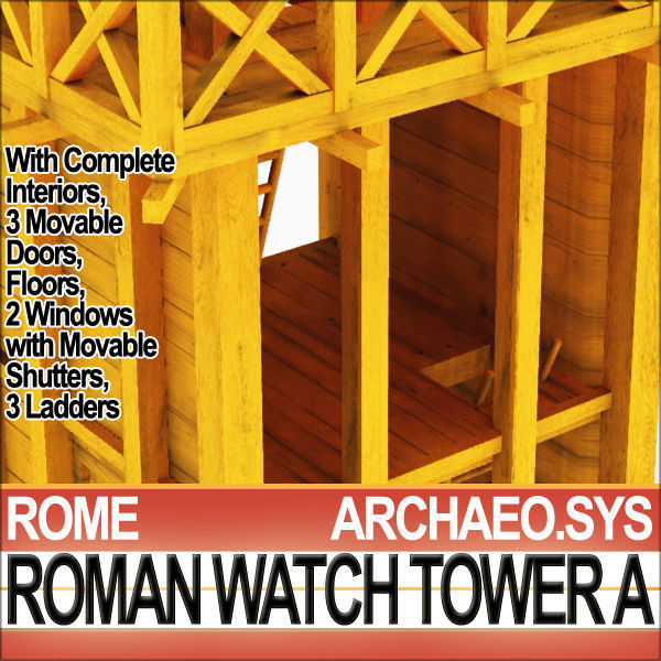 Roman Watch Tower Scene with Interiors A 3D model_12