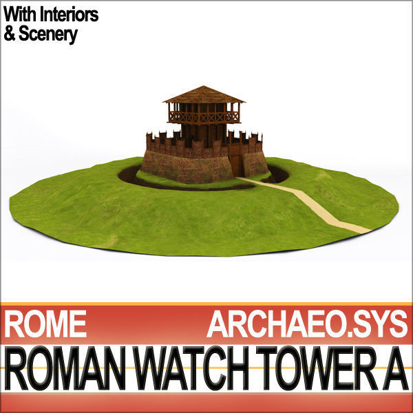 Roman Watch Tower Scene with Interiors A 3D model_1