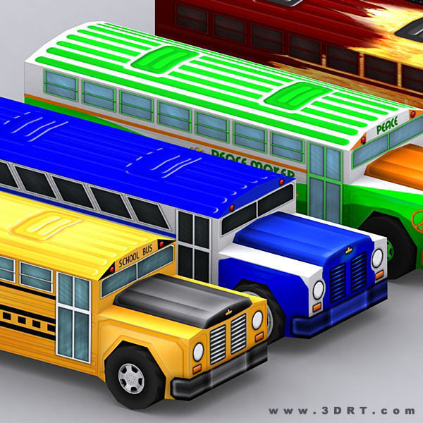 3DRT - Road Rush Busses Low-poly 3D model_4