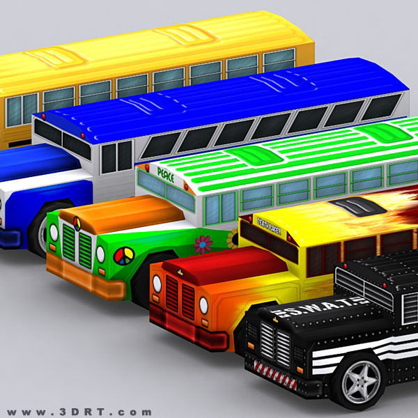 3DRT - Road Rush Busses Low-poly 3D model_2