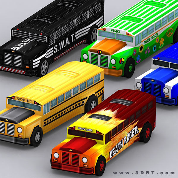 3DRT - Road Rush Busses Low-poly 3D model_1