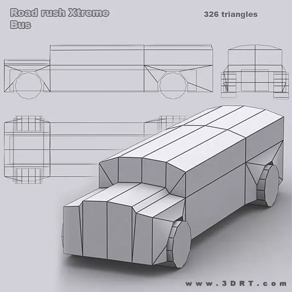 3DRT - Road Rush Busses Low-poly 3D model_0