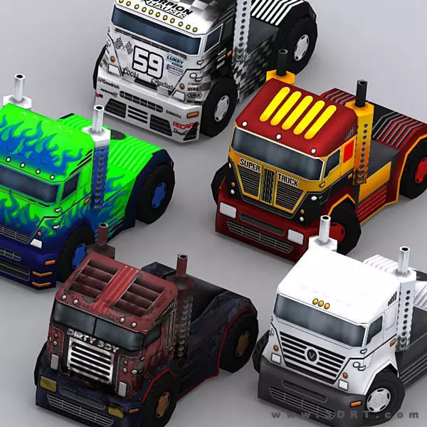 3DRT - Road Rush Heavy Trucks Low-poly 3D model