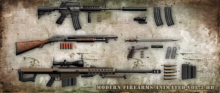 3DRT - Modern Firearms Animated HD Vol3 Low-poly 3D model_0