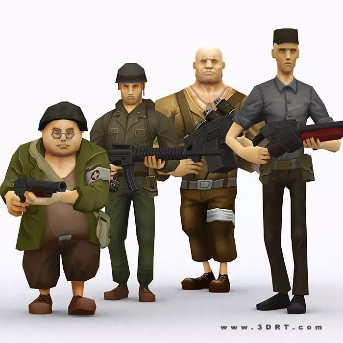3DRT - Brutal Army Squad Low-poly 3D model_0