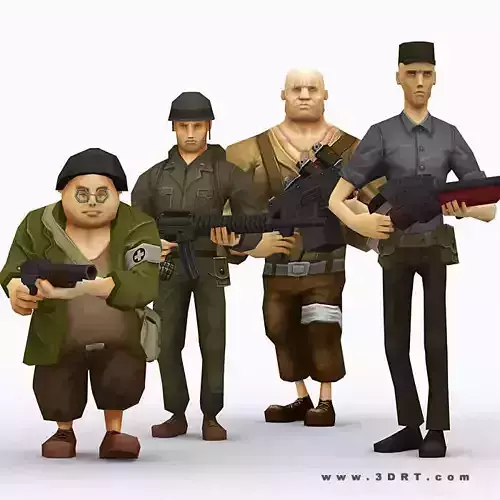 3DRT - Brutal Army Squad Low-poly 3D model