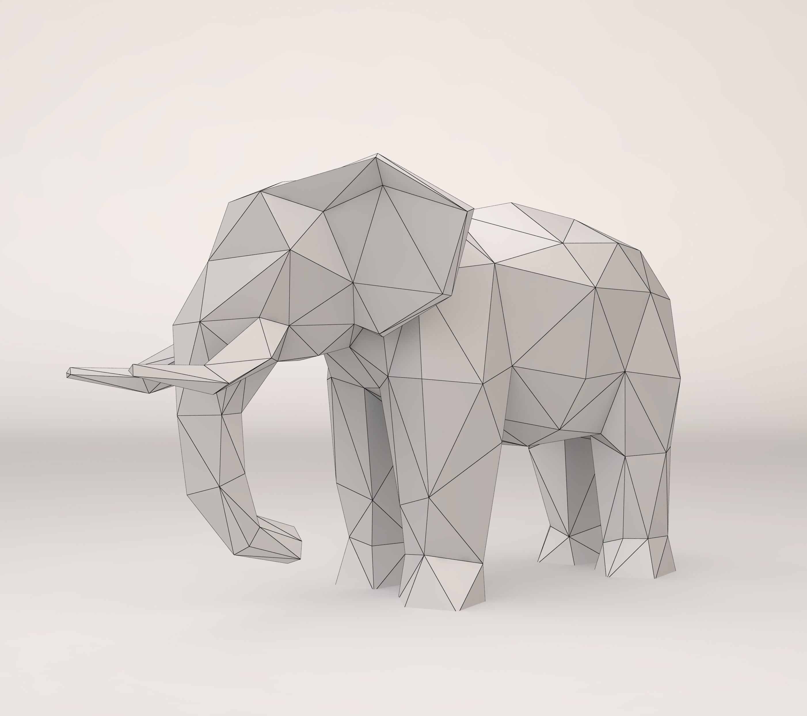 Low Poly Elephant golden Low-poly 3D model_4