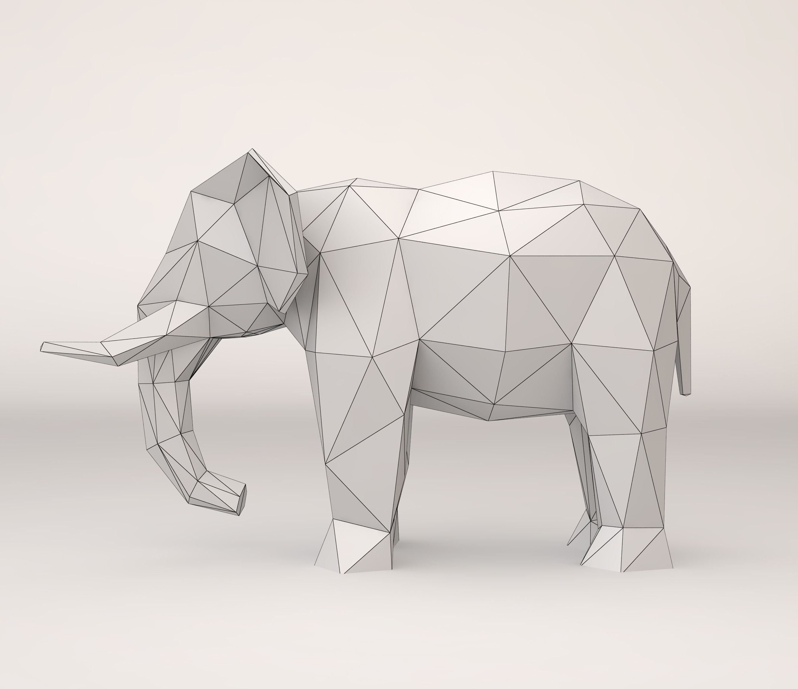 Low Poly Elephant golden Low-poly 3D model_7