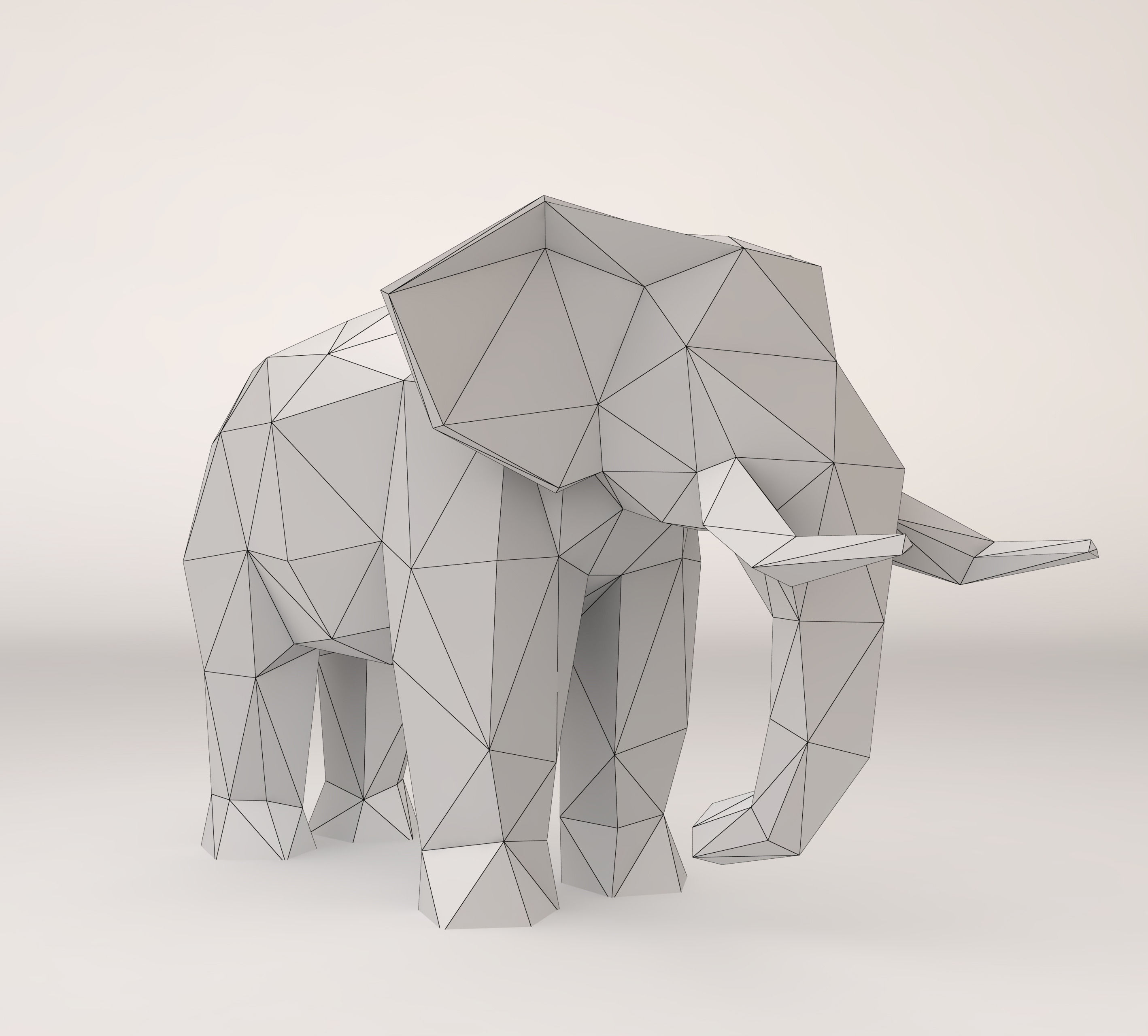 Low Poly Elephant golden Low-poly 3D model_5