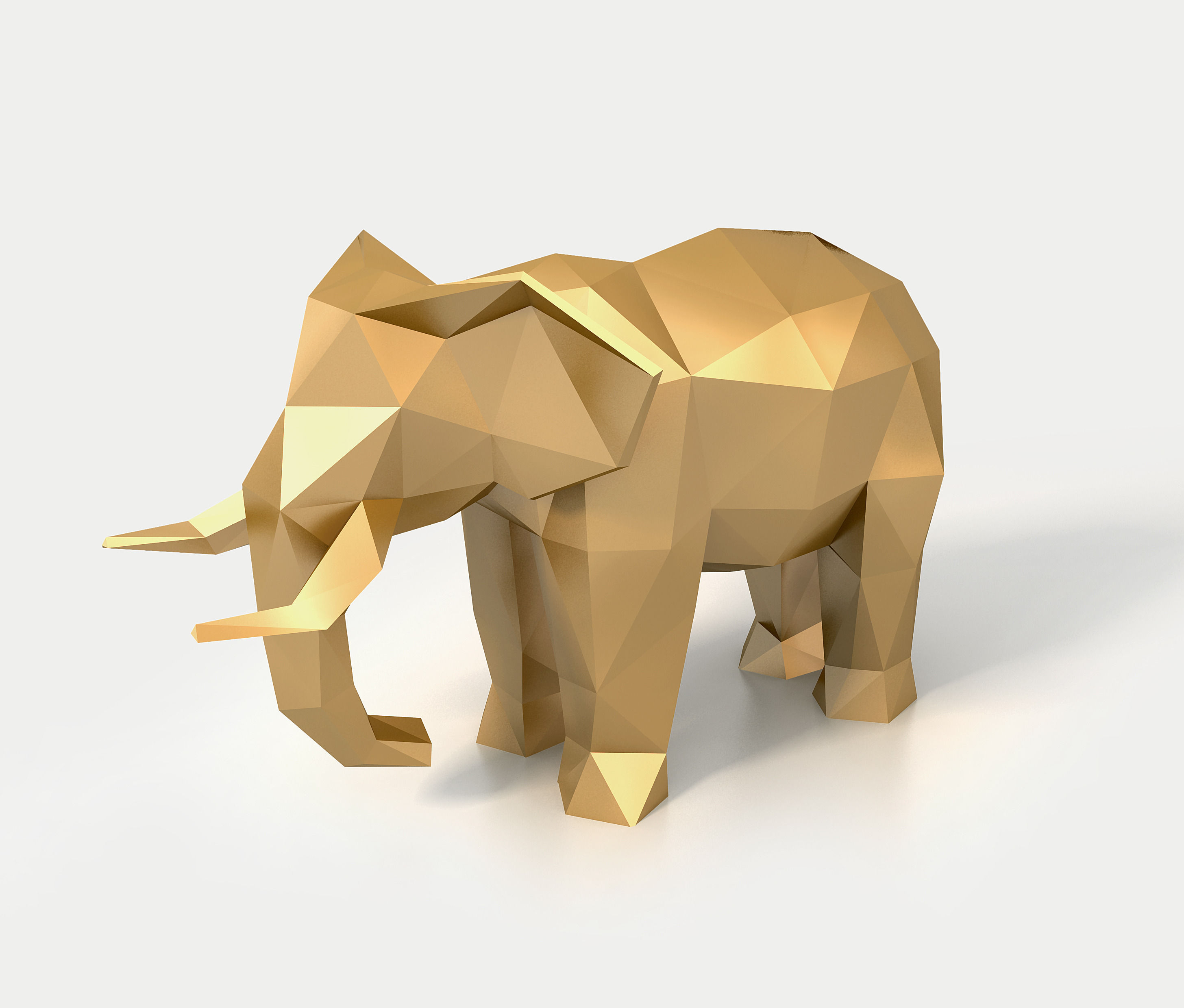 Low Poly Elephant golden Low-poly 3D model_2