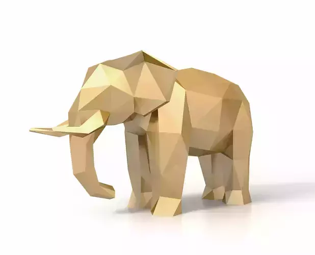 Low Poly Elephant golden Low-poly 3D model