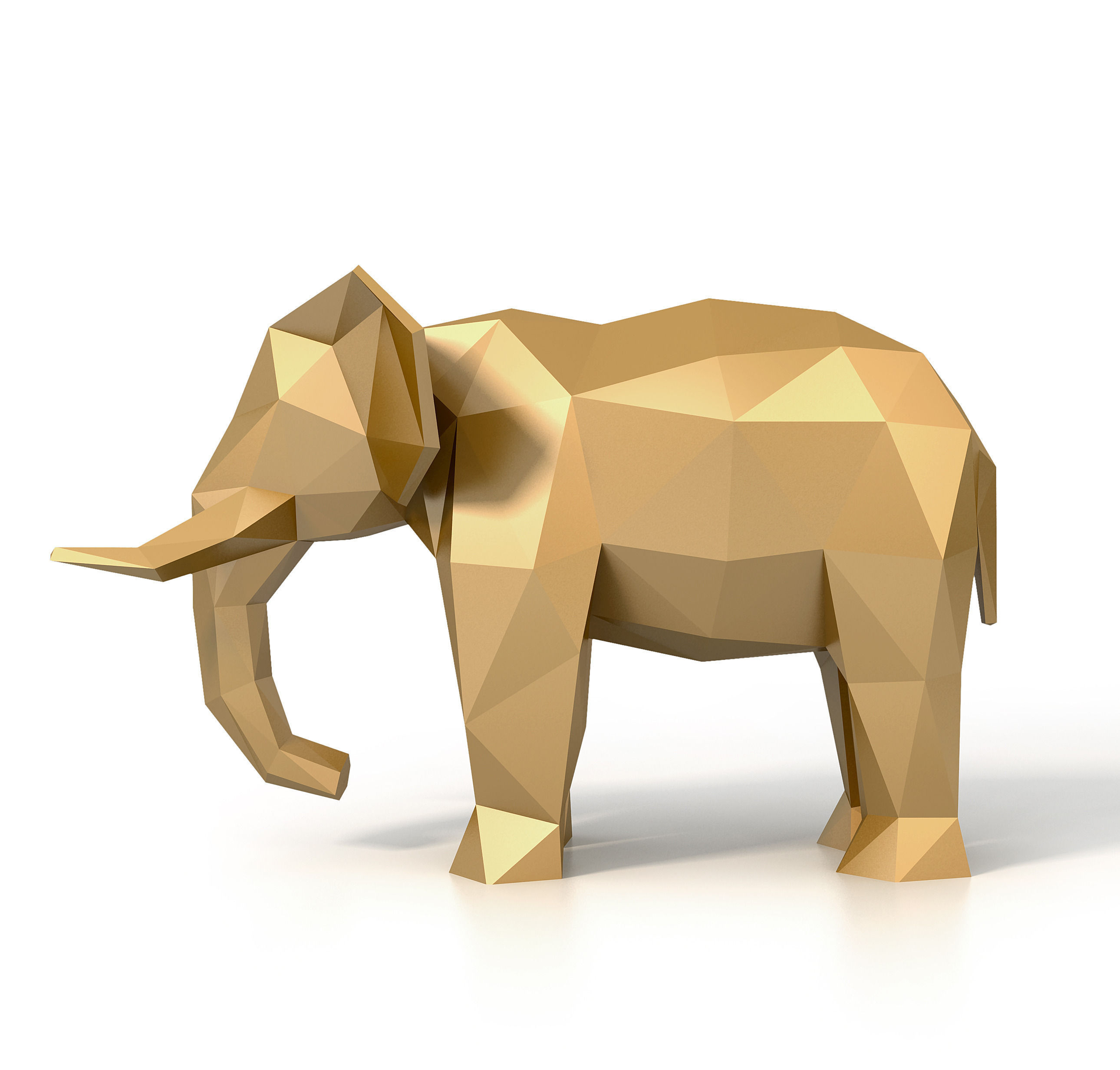 Low Poly Elephant golden Low-poly 3D model_3