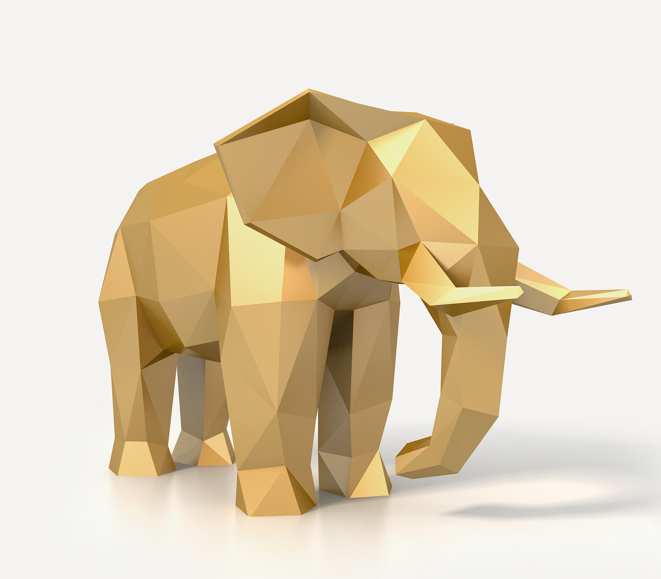 Low Poly Elephant golden Low-poly 3D model_1