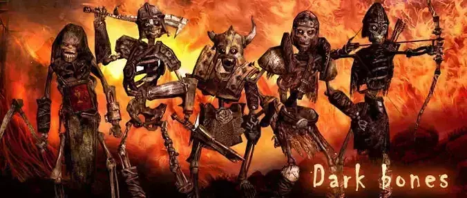 3DRT - Dark Bones Skeletons Low-poly 3D model