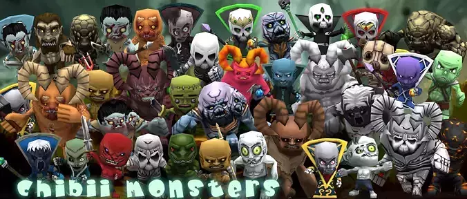 3DRT - Chibii Monsters Low-poly 3D model