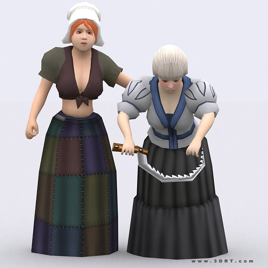 3DRT - Female Peasants Kit Low-poly 3D model_7