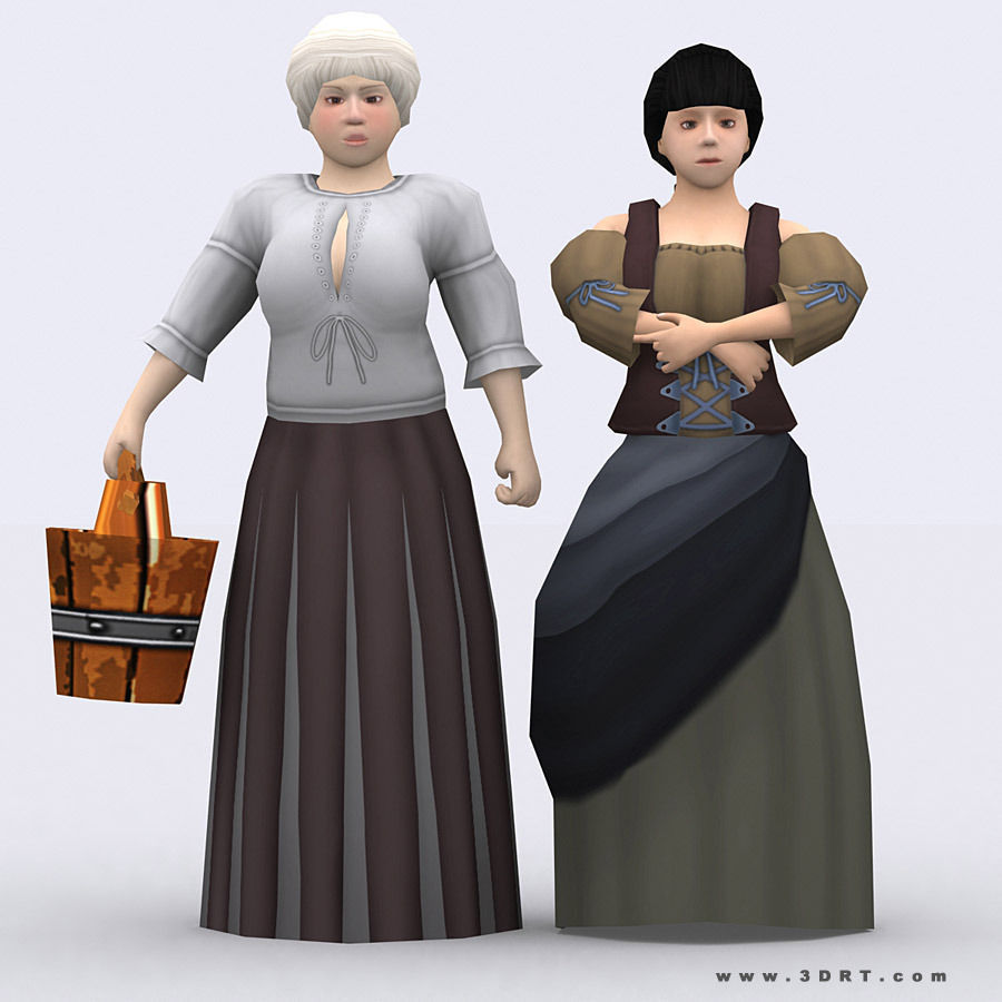 3DRT - Female Peasants Kit Low-poly 3D model_9