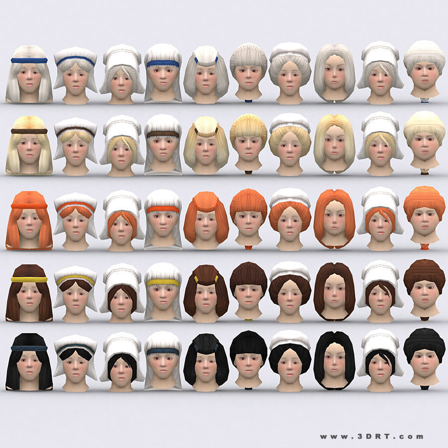 3DRT - Female Peasants Kit Low-poly 3D model_11