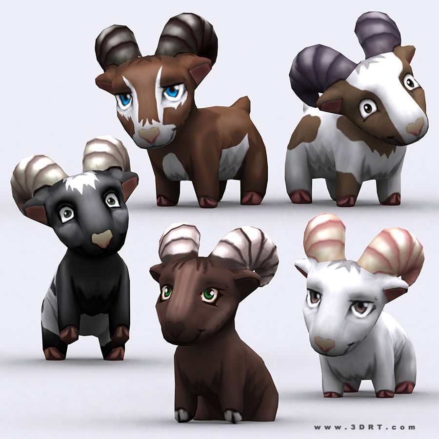 3DRT - Chibii Animals Low-poly 3D model_8