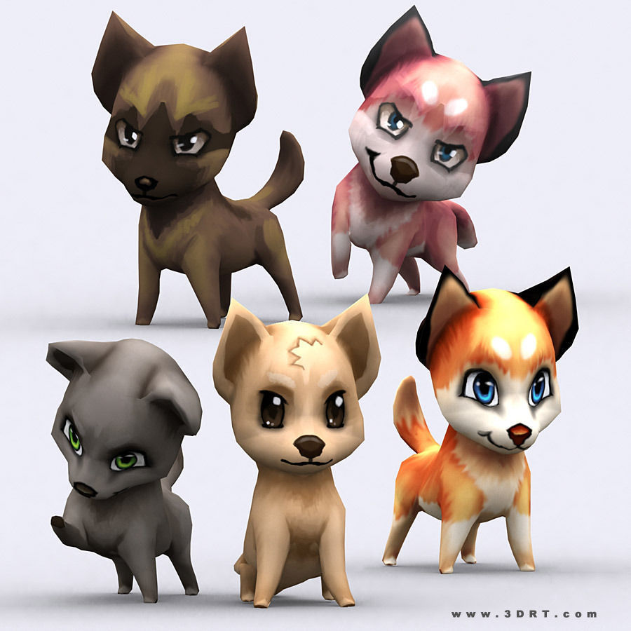 3DRT - Chibii Animals Low-poly 3D model_3