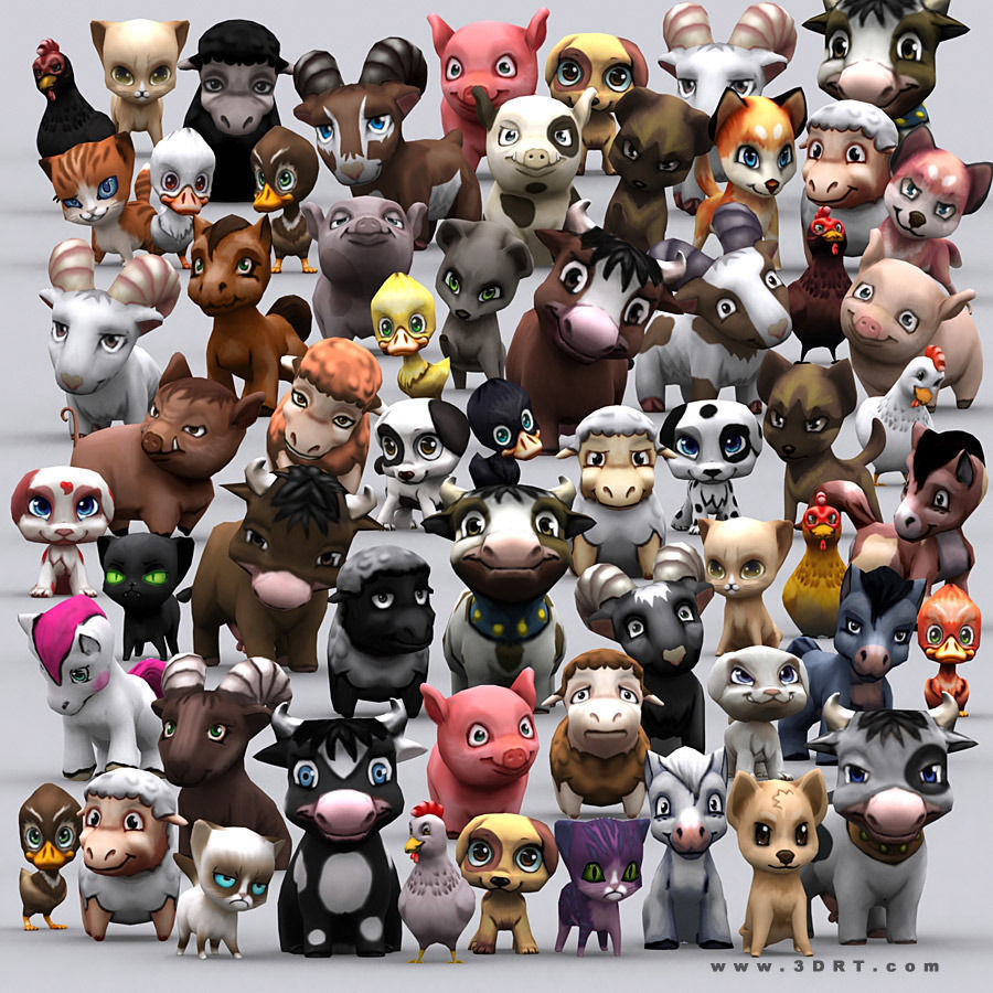 3DRT - Chibii Animals Low-poly 3D model_2