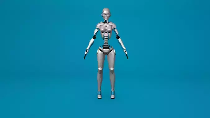 Sci-Fi Female Robot Rig Free 3D model