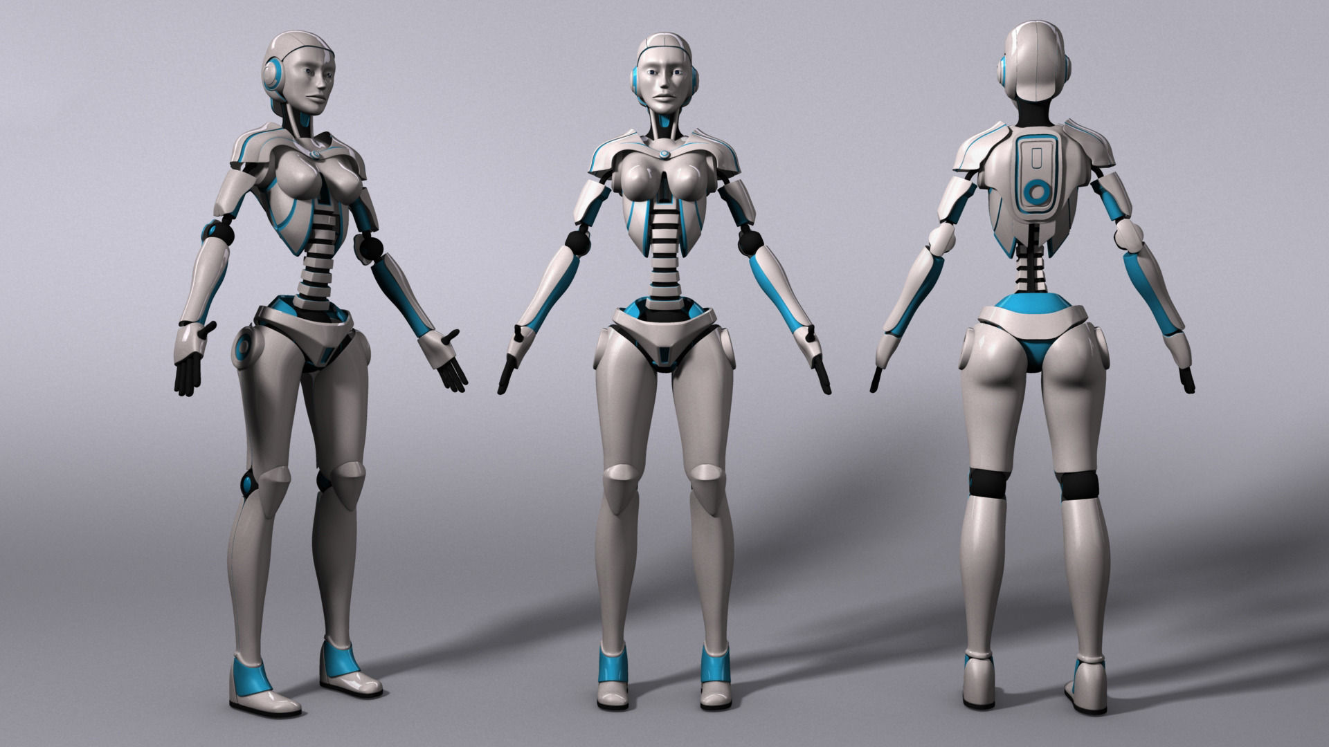 Sci-Fi Female Robot Rig Free 3D model_2