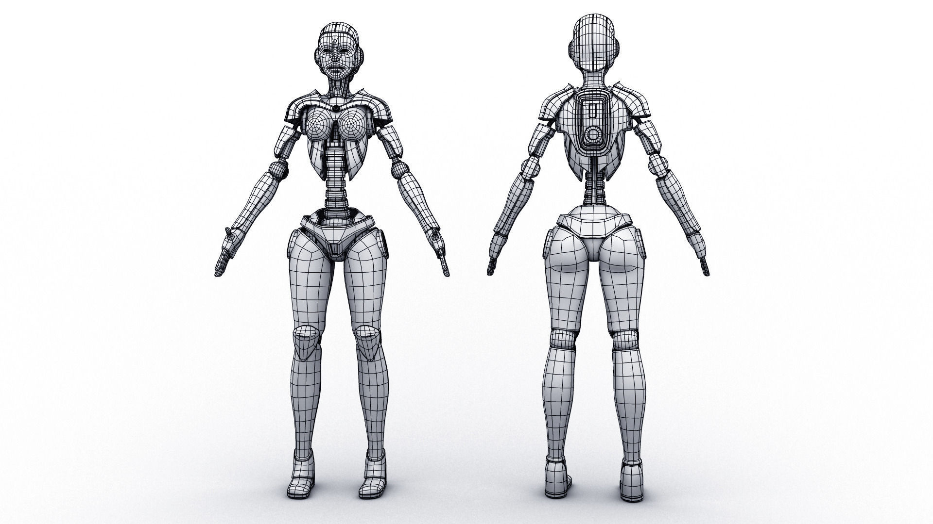 Sci-Fi Female Robot Rig Free 3D model_3