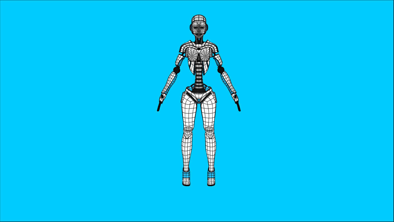 Sci-Fi Female Robot Rig Free 3D model_5