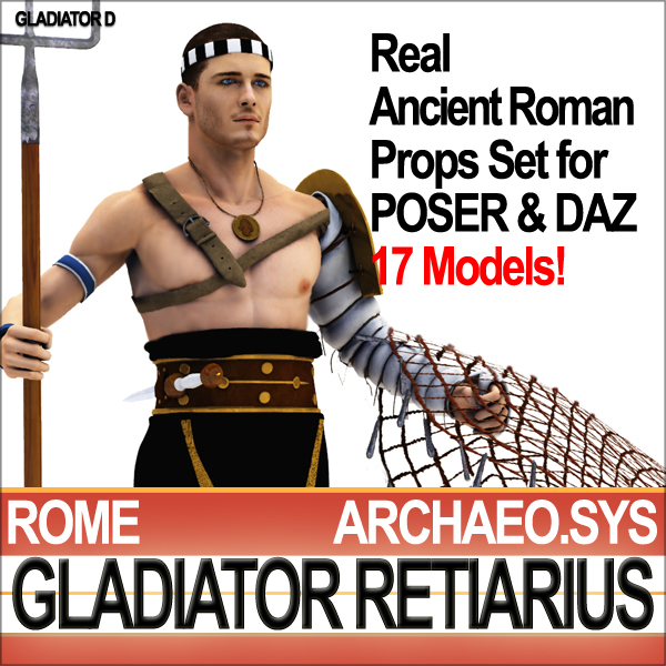 Roman Gladiator Retiarius Props Poser Daz 3D model_17
