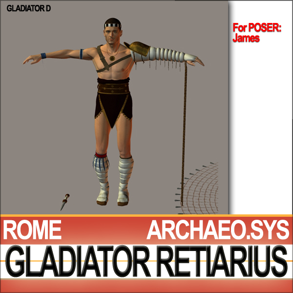 Roman Gladiator Retiarius Props Poser Daz 3D model_10