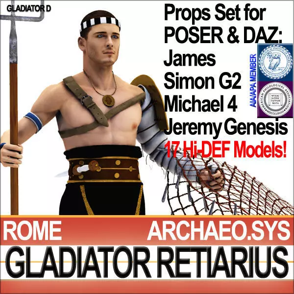 Roman Gladiator Retiarius Props Poser Daz 3D model_0