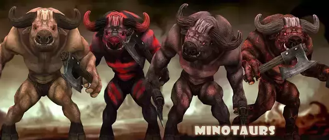 3DRT - Minotaurs Low-poly 3D model
