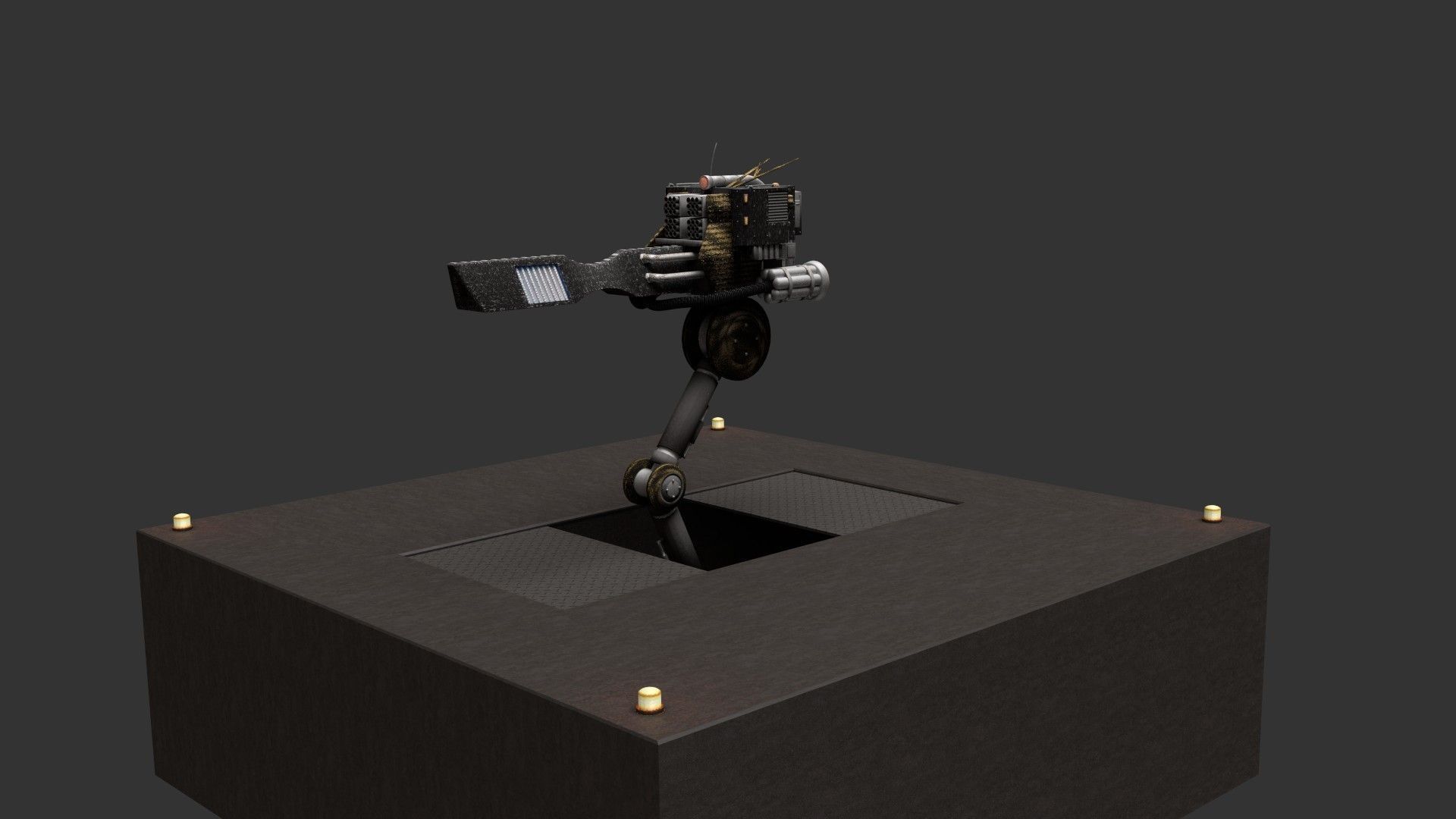 Sci Fi Sentry Gun Free low-poly 3D model_1