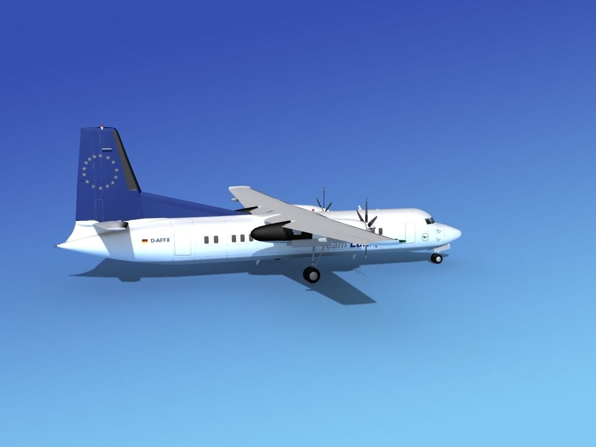 Fokker 50 Team Lufthansa 3D model_4