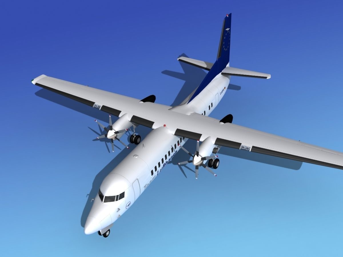 Fokker 50 Team Lufthansa 3D model_10