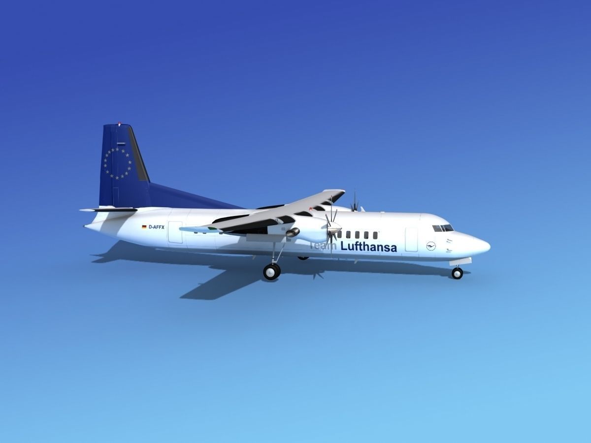 Fokker 50 Team Lufthansa 3D model_3