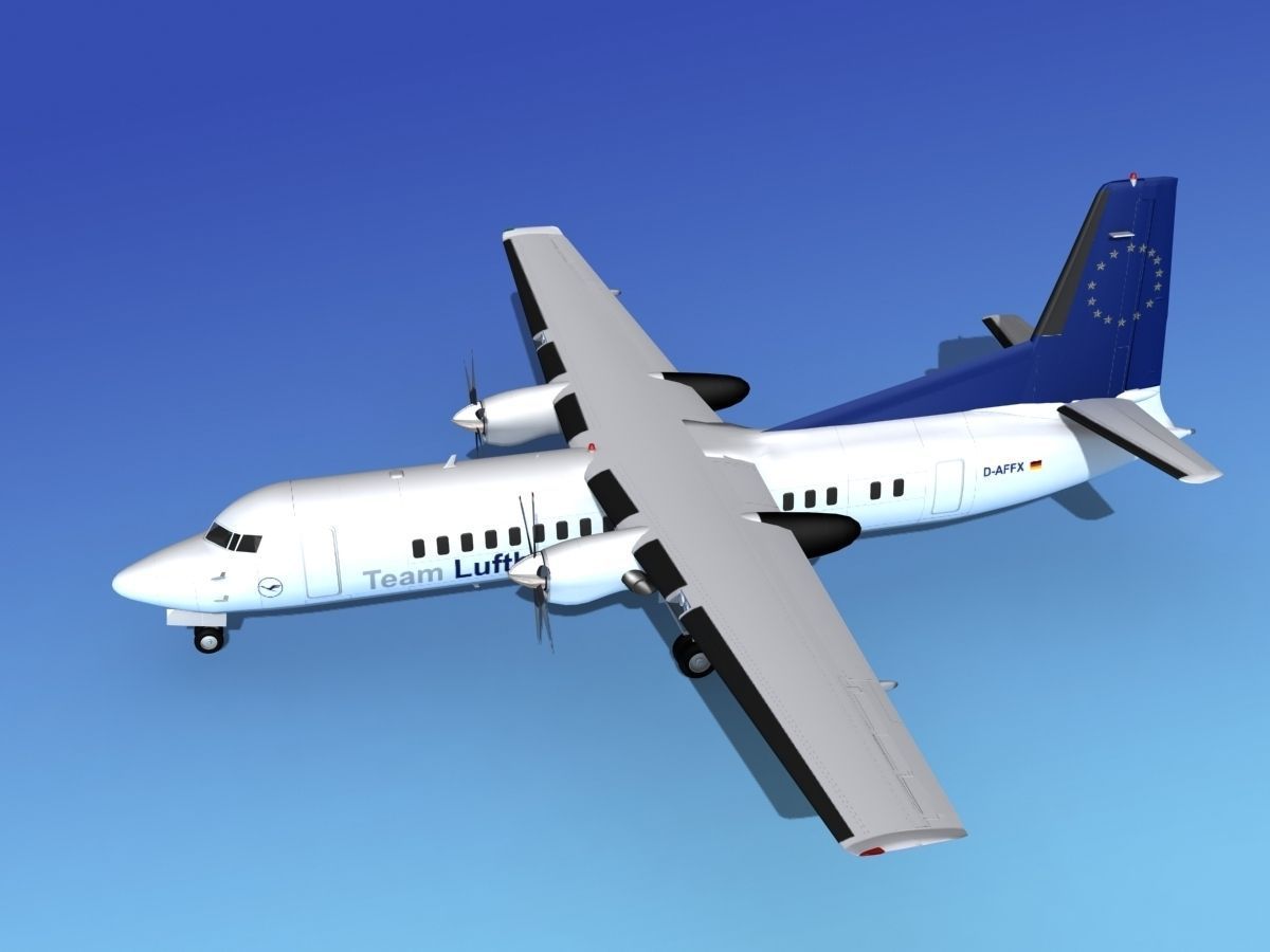 Fokker 50 Team Lufthansa 3D model_9